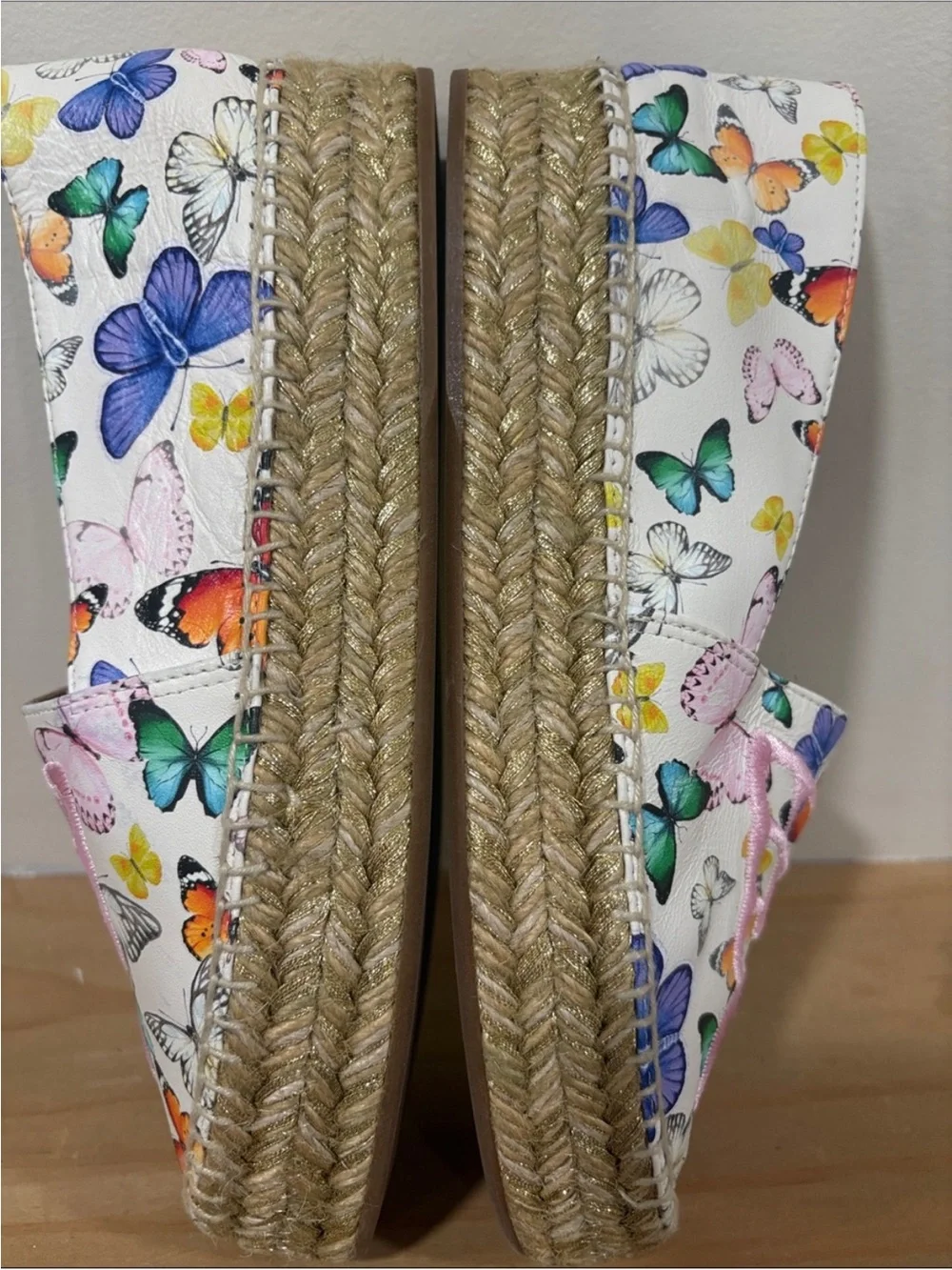 Sophia Webster Leather Colorful Butterfly Espadrilles Shoes, Size 8